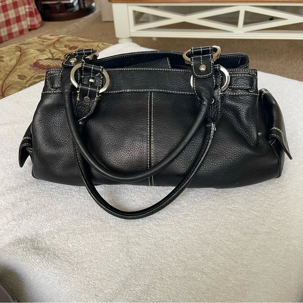 NORDSTROM Black Pebbled Leather BOHO Satchel Purse. Like new.